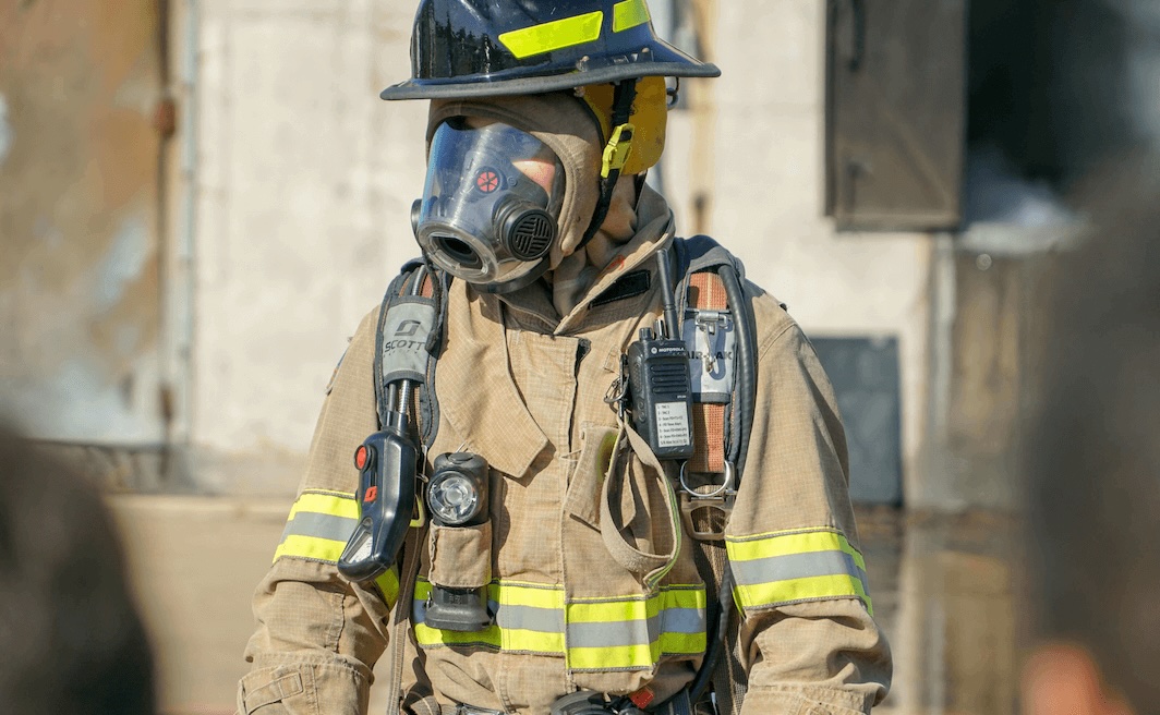 Firefighter using a properly fitted respirator